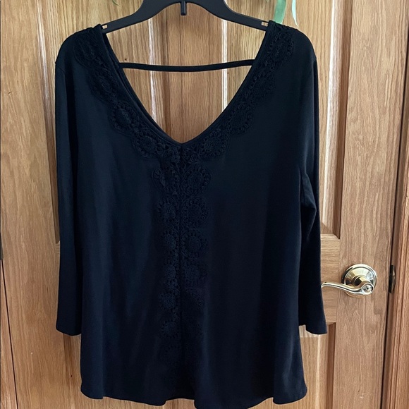Massini Black Women's Blouse with Lace Detail - Picture 1 of 4